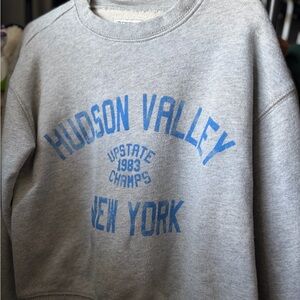 Crewcuts Gray Crewneck Sweatshirt with Blue Hudson Valley Print